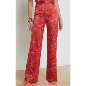 L'AGENCE Livvy Silk Butterfly Straight Leg Pants Size 0 NEW